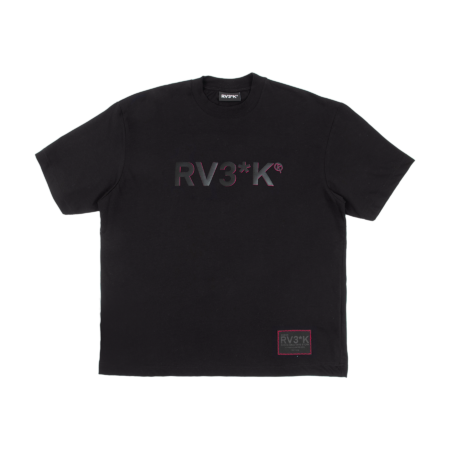 RV3*K // FUCSIA FLUO BASED LOGO BLACK TEE