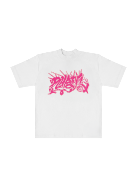 RV3*K // FUKSIA SPINED TEE WHITE